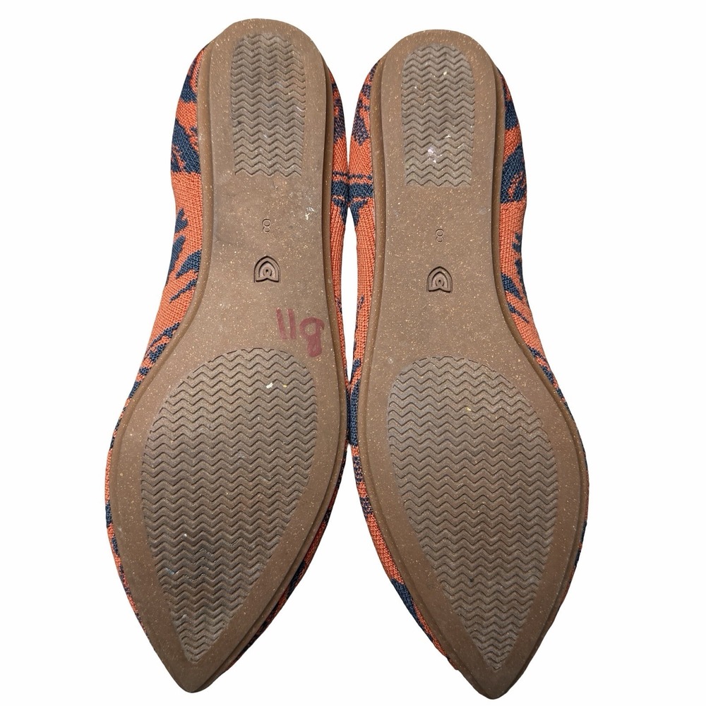 Rothy's The Point Flats W8 Sunset Floral Burnt Orange Navy Knit Slip On Shoe - Picture 8 of 14